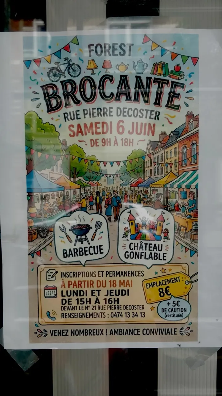 Ein Flohmarkt Flyer aus Brüssel mit KI-Illustration